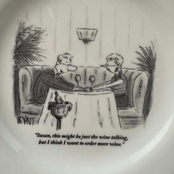 LOT OF 6 THE NEW YORKER CARTOON COMIC WINE THEME PLATES RESTORATION HARDWARE - Picture 14 of 16